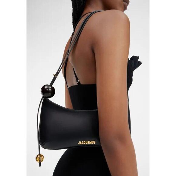 JACQUEMUS LEATHER BLACK SHOULDER BAG PURSE AUTHENTIC - Picture 1 of 15